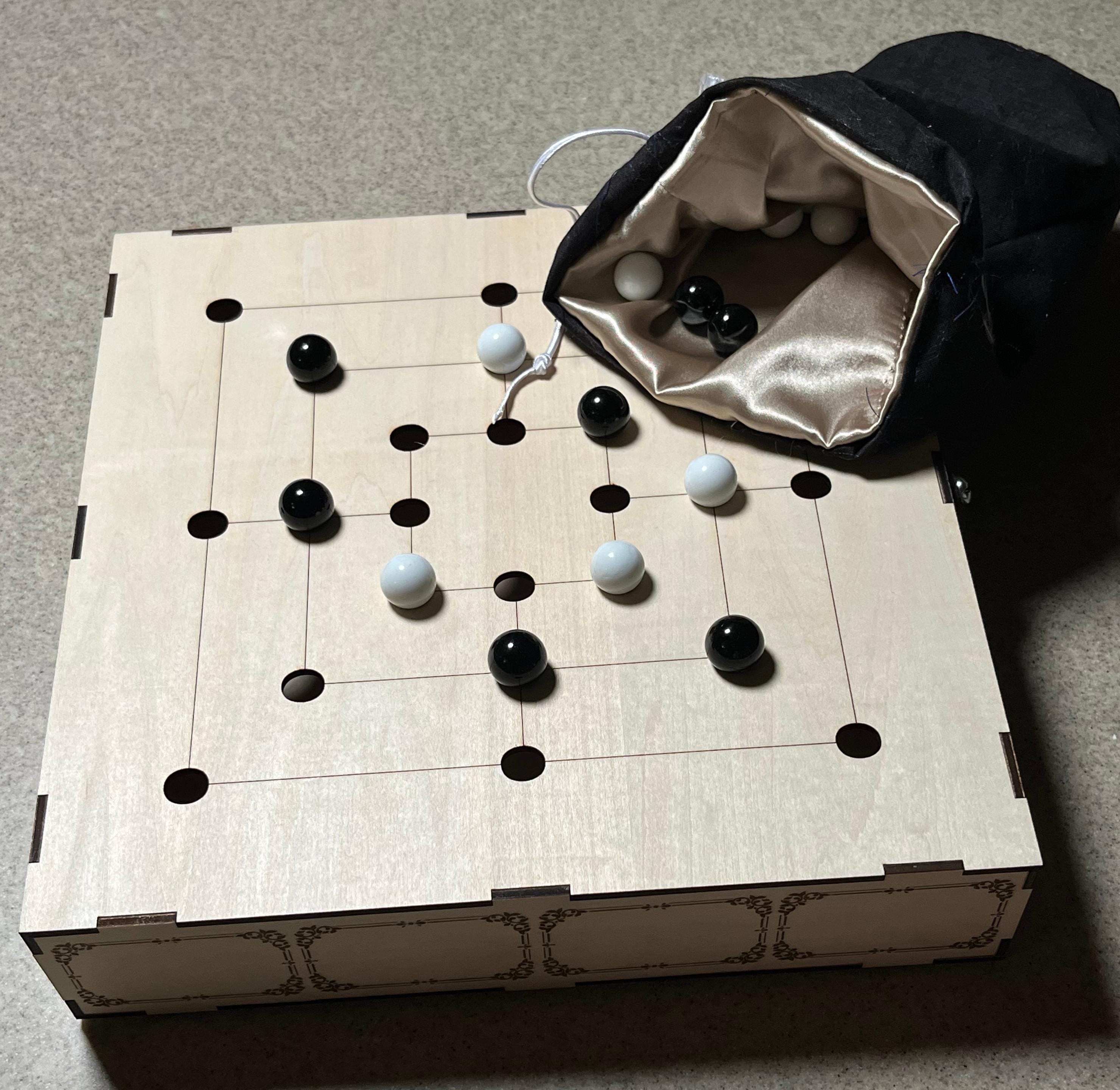 9 Mens Morris Game | Wooden  Set | Classic Mills Board for Family Fun | Handcrafted & Unique Gift Idea